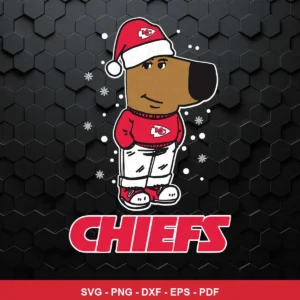 cartoon, modern, clean vector style Chiefs SVG expressing team pride featuring dog character for Cricut and Silhouette