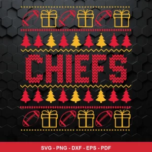 modern minimalist with holiday sweater pattern influence Chiefs SVG for Cricut and Silhouette