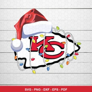 modern cartoon with holiday theme Chiefs logo SVG expressing festive/celebratory for Cricut and Silhouette