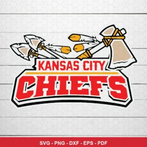 modern, clean, and bold logo design with a slight vintage sports emblem feel Chiefs logo SVG for Cricut and Silhouette