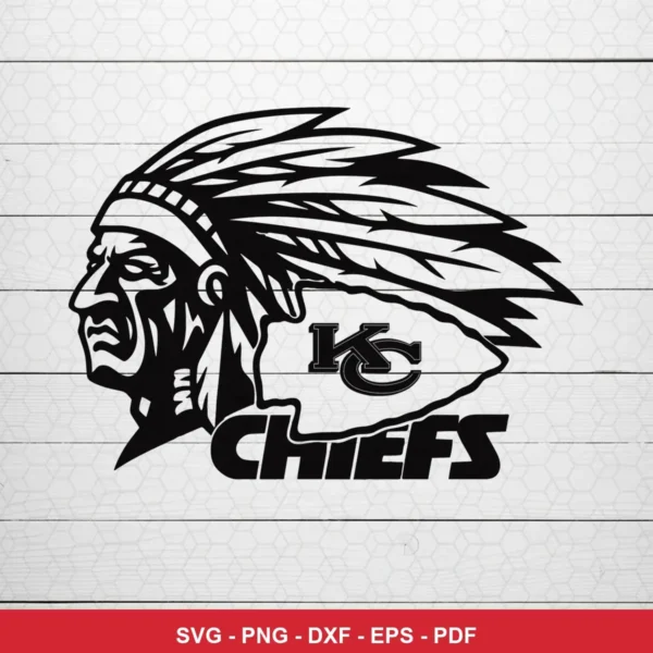 vintage, monochrome silhouette Chiefs logo SVG expressing team pride for Cricut and Silhouette