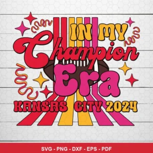 retro cartoon style with bold, colorful typography and playful graphic elements Chiefs player SVG for Cricut and Silhouette