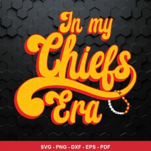 modern, bold script typography with subtle texture and a dark hexagonal background Chiefs SVG for Cricut and Silhouette