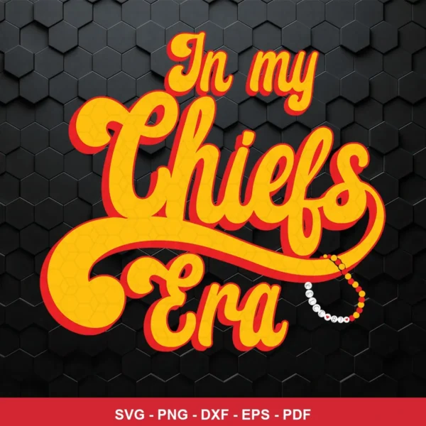 modern, bold script typography with subtle texture and a dark hexagonal background Chiefs SVG for Cricut and Silhouette