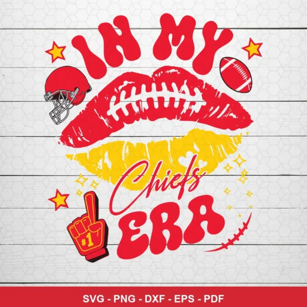 modern cartoon with bold graphic elements Chiefs SVG expressing team pride and celebration for Cricut and Silhouette