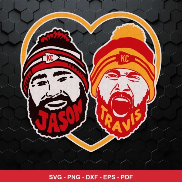 modern cartoon style with bold outlines and simplified facial features Chiefs SVG for Cricut and Silhouette