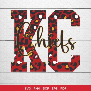 modern with bold leopard print pattern and script typography Chiefs SVG expressing team pride for Cricut and Silhouette