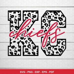 modern, bold typography with leopard print pattern Chiefs SVG expressing team pride for Cricut and Silhouette