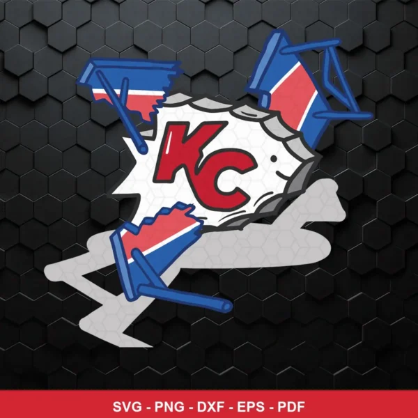 modern cartoon style with bold outlines and simplified shapes Chiefs logo SVG featuring kc logo for Cricut and Silhouette