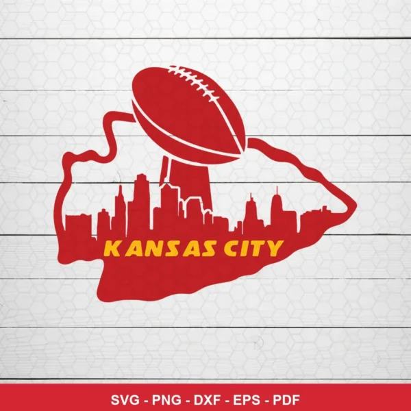 modern minimalist silhouette with sports theme Chiefs SVG expressing team pride for Cricut and Silhouette