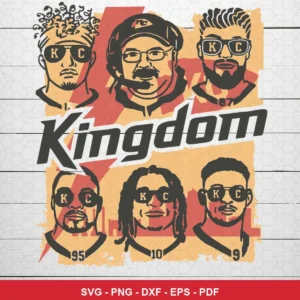 modern cartoon with stylized player portraits and bold graphic elements Chiefs player SVG for Cricut and Silhouette