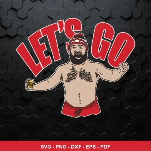 modern cartoon style with bold outlines and simplified features Chiefs SVG featuring shirtless man for Cricut and Silhouette