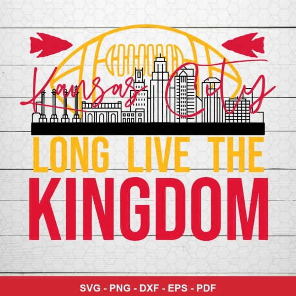 modern minimalist with city skyline and bold typography Chiefs SVG expressing pride and celebration for Cricut and Silhouette
