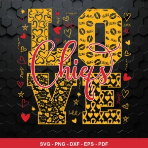 modern cartoon with playful and romantic elements Chiefs SVG expressing affection and team pride for Cricut and Silhouette