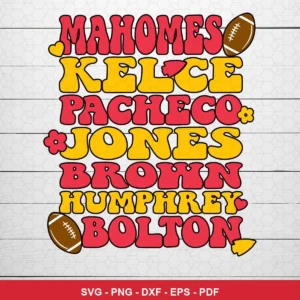 bold, cartoonish typography with playful elements Chiefs SVG expressing celebration/pride for Cricut and Silhouette