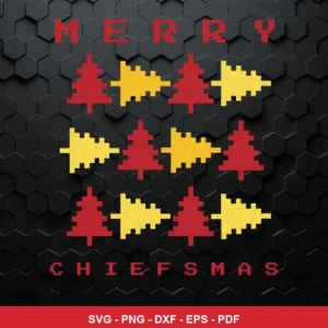 pixel art, retro video game style Chiefs SVG expressing festive, celebratory for Cricut and Silhouette