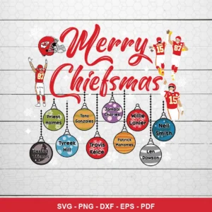 modern cartoon with festive holiday theme Chiefs SVG expressing celebration and team pride for Cricut and Silhouette