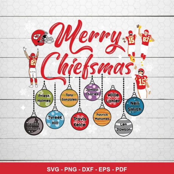 modern cartoon with festive holiday theme Chiefs SVG expressing celebration and team pride for Cricut and Silhouette