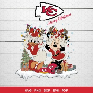 cartoon, festive holiday theme with Disney characters Chiefs SVG for Cricut and Silhouette