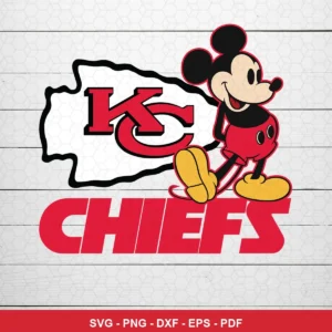 modern cartoon style with clean lines and bold colors Chiefs SVG for Cricut and Silhouette