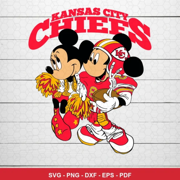 cartoon, playful, modern with classic Disney character styling Chiefs SVG for Cricut and Silhouette