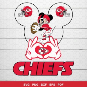 cartoon, modern with sports theme Chiefs SVG expressing team pride and affection for Cricut and Silhouette
