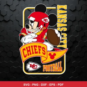 cartoon, modern sports-themed with a playful character Chiefs SVG for Cricut and Silhouette