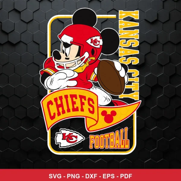 cartoon, modern sports-themed with a playful character Chiefs SVG for Cricut and Silhouette