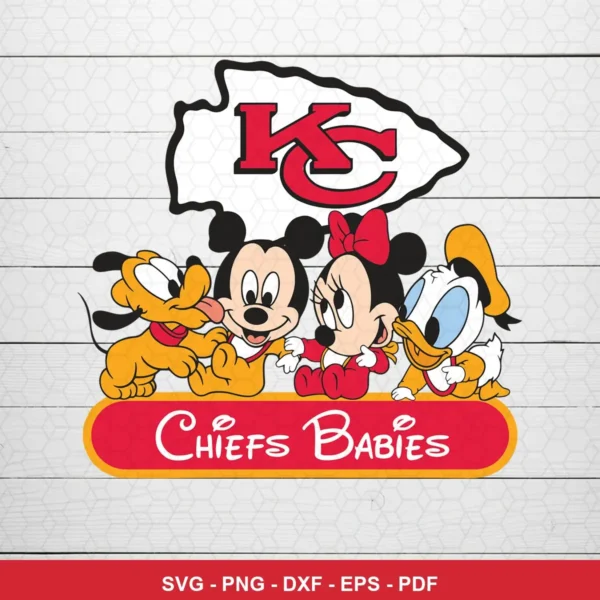 cartoon, playful, vintage Disney character style Chiefs SVG expressing affection, cuteness for Cricut and Silhouette