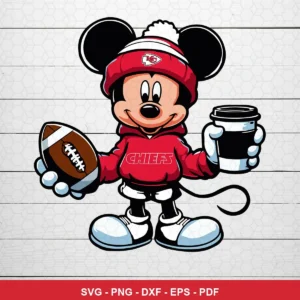 modern cartoon style with clean lines and vibrant colors Chiefs SVG expressing team pride and fandom for cutting machines