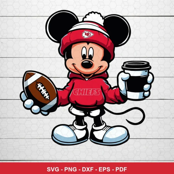 modern cartoon style with clean lines and vibrant colors Chiefs SVG expressing team pride and fandom for cutting machines