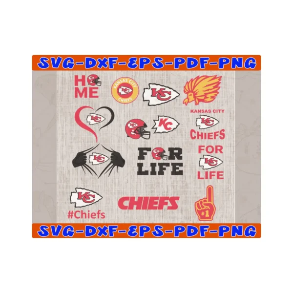 vintage with bold elements Chiefs logo SVG design showing excitement and pride for Cricut and Silhouette cutting machines