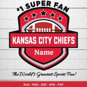 modern sports badge style with bold typography and clean lines Chiefs player SVG for Cricut and Silhouette