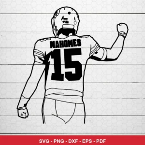 minimalist line art with a modern sports illustration style Chiefs player SVG for Cricut and Silhouette