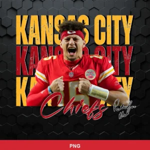 modern photographic with bold typography Chiefs player SVG expressing victory celebration/pride for Cricut and Silhouette