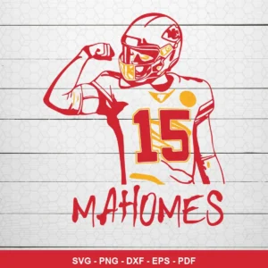 modern minimalist line art with limited color palette Chiefs player SVG expressing celebration/pride for cutting machines