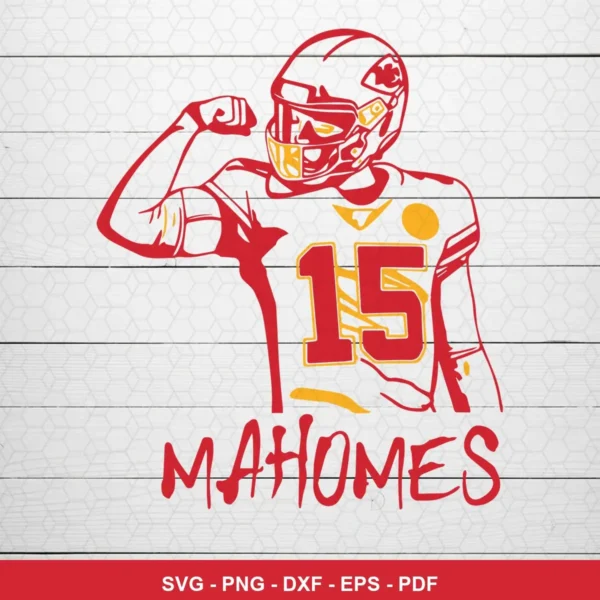 modern minimalist line art with limited color palette Chiefs player SVG expressing celebration/pride for cutting machines
