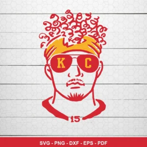 modern minimalist line art with bold team colors Chiefs player SVG expressing pride and coolness for Cricut and Silhouette