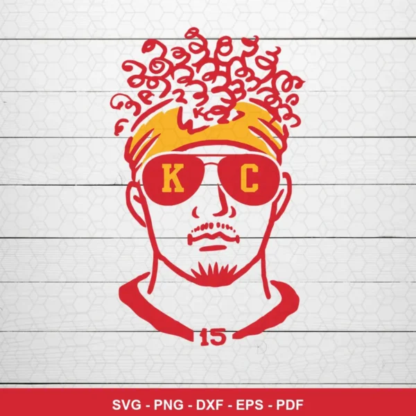 modern minimalist line art with bold team colors Chiefs player SVG expressing pride and coolness for Cricut and Silhouette