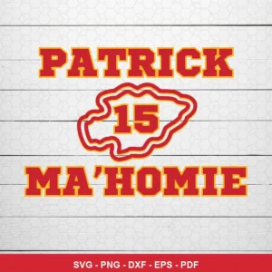 simple, text-based with team logo outline, modern clean style Chiefs player SVG for Cricut and Silhouette