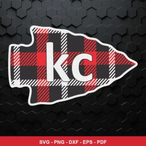 modern minimalist with plaid pattern Chiefs logo SVG expressing team pride featuring arrowhead shape for cutting machines