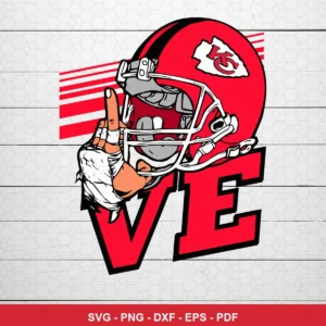 modern cartoon style with bold lines and vibrant colors Chiefs helmet SVG for Cricut and Silhouette