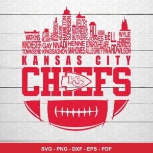 modern, typographic collage with sports theme Chiefs SVG expressing team pride and unity for Cricut and Silhouette