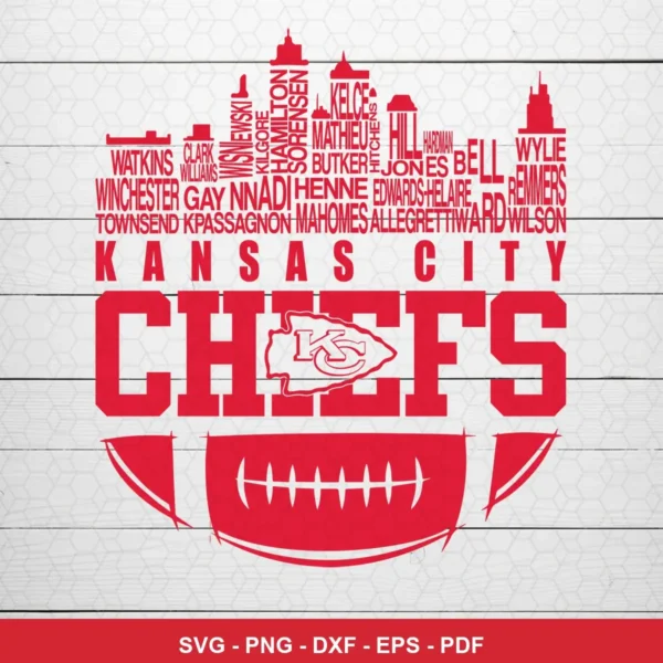 modern, typographic collage with sports theme Chiefs SVG expressing team pride and unity for Cricut and Silhouette