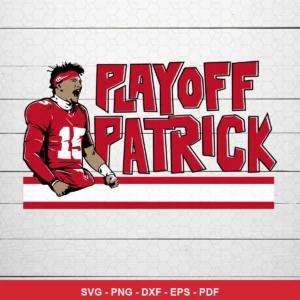 modern cartoon style with bold lines and blocky typography Chiefs player SVG for Cricut and Silhouette