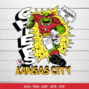 cartoon, comic book style with bold outlines and vibrant colors Chiefs player SVG for Cricut and Silhouette