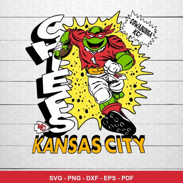 cartoon, comic book style with bold outlines and vibrant colors Chiefs player SVG for Cricut and Silhouette