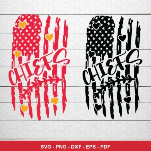 modern, minimalist, and stylized with a distressed American flag motif Chiefs SVG for Cricut and Silhouette