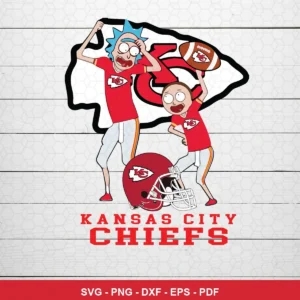 cartoon, modern, pop culture crossover Chiefs SVG expressing celebration and team pride for Cricut and Silhouette