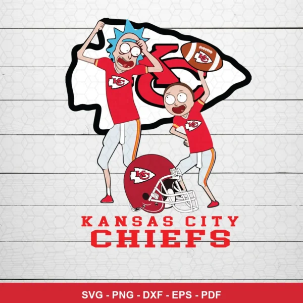 cartoon, modern, pop culture crossover Chiefs SVG expressing celebration and team pride for Cricut and Silhouette